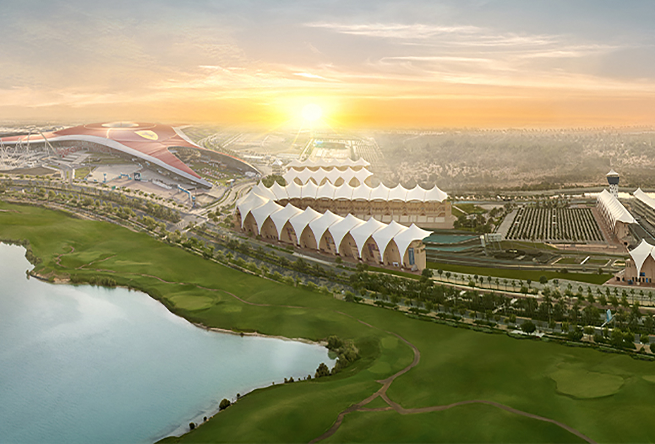 Aerial view of Yas Island, Abu Dhabi