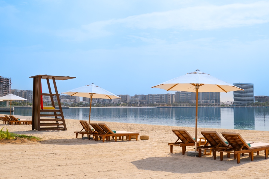 Lifeguard stand at yas bay east beach