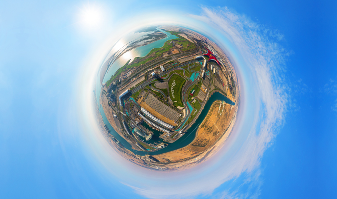 Yas Marina Circuit shaped as a globe